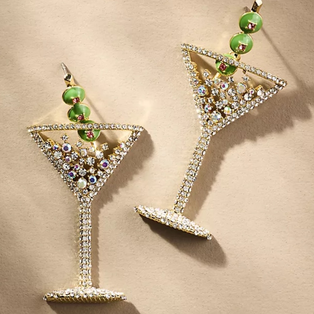 Anthropologie BaubleBar Pimento Memento Dirty Martini Drop earrings